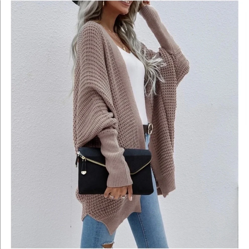 Cozy Dolman Sleeve Open Front Cardigan Sweater - Picture 3 of 10